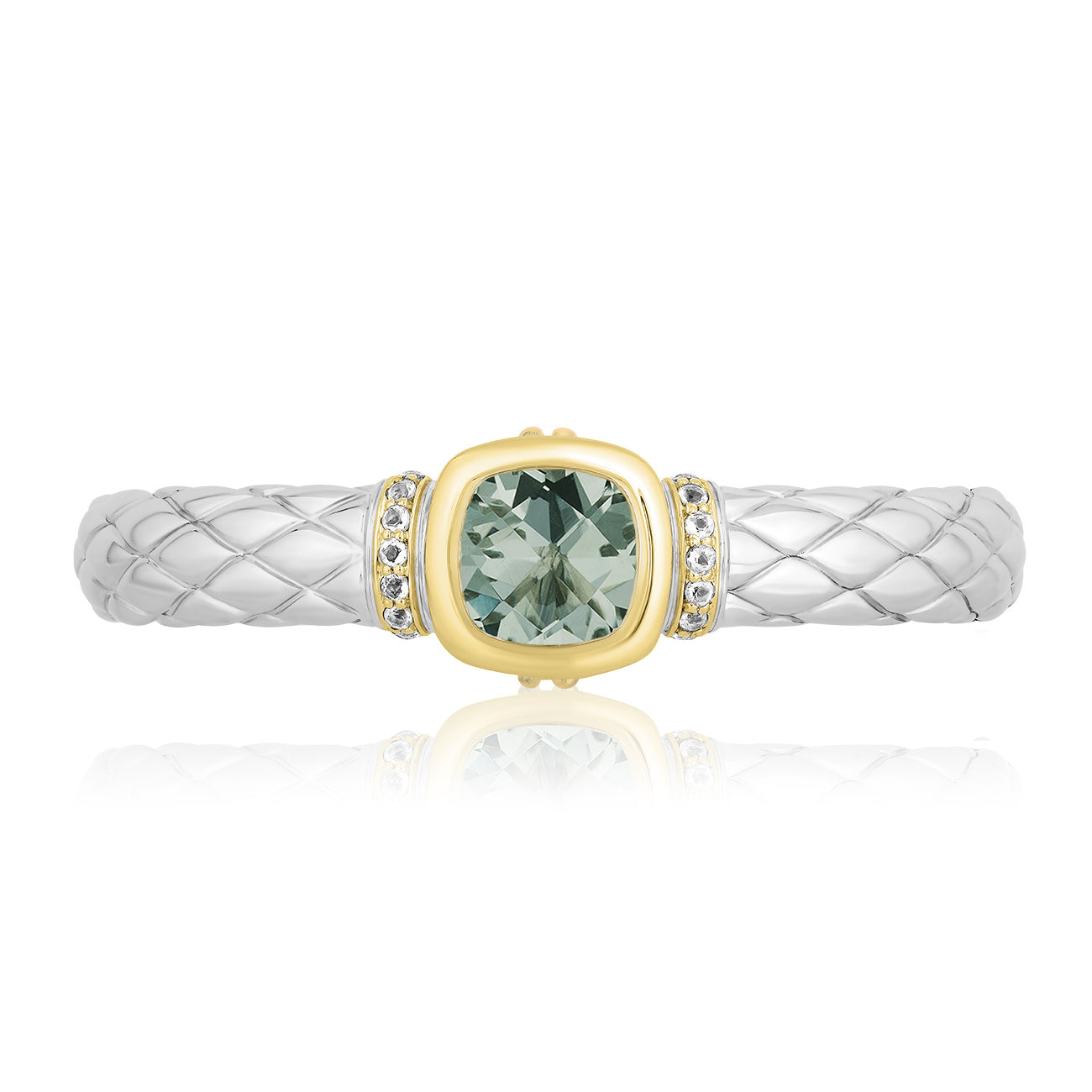 Timeless Bangle Bracelets with 18k Gold and Diamonds | Prasiolite
