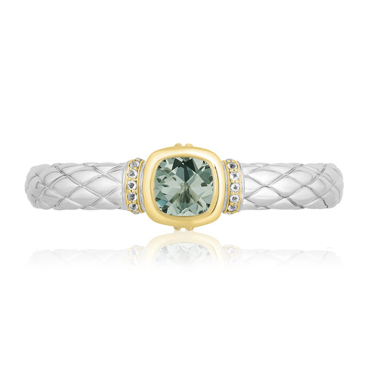 Timeless Bangle Bracelets with 18k Gold and Diamonds | Prasiolite