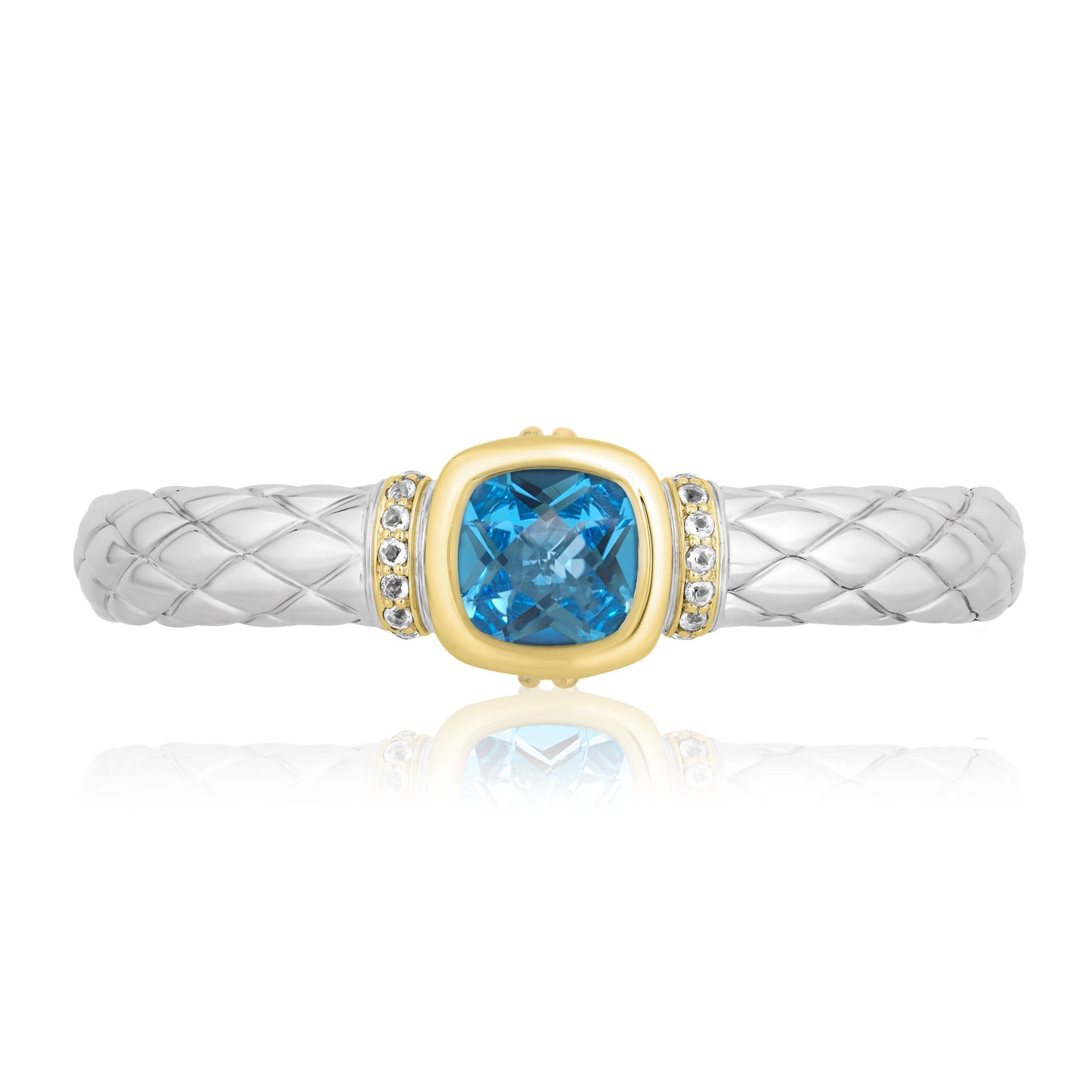 Timeless Bangle Bracelets with 18k Gold and Diamonds | Swiss Blue Topaz