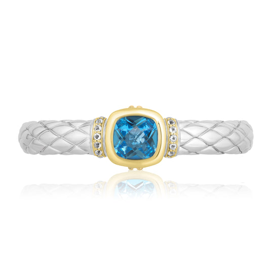 Timeless Bangle Bracelets with 18k Gold and Diamonds | Swiss Blue Topaz