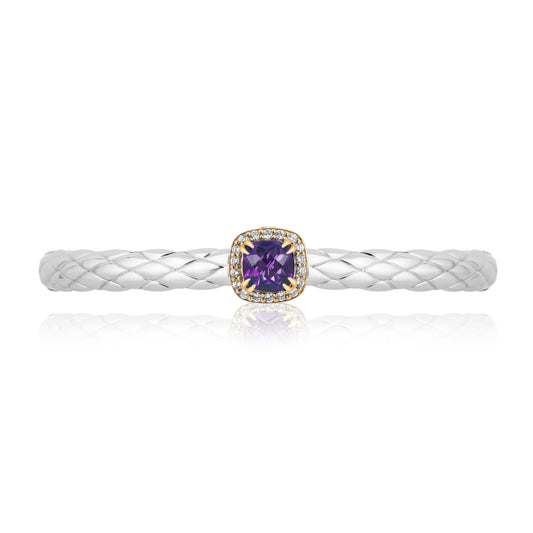 Urban Chic Bangle Bracelets with 18k Gold and Diamonds | Amethyst