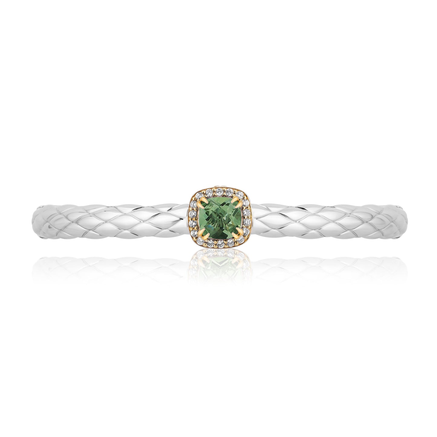 Urban Chic Bangle Bracelets with 18k Gold and Diamonds | Prasiolite