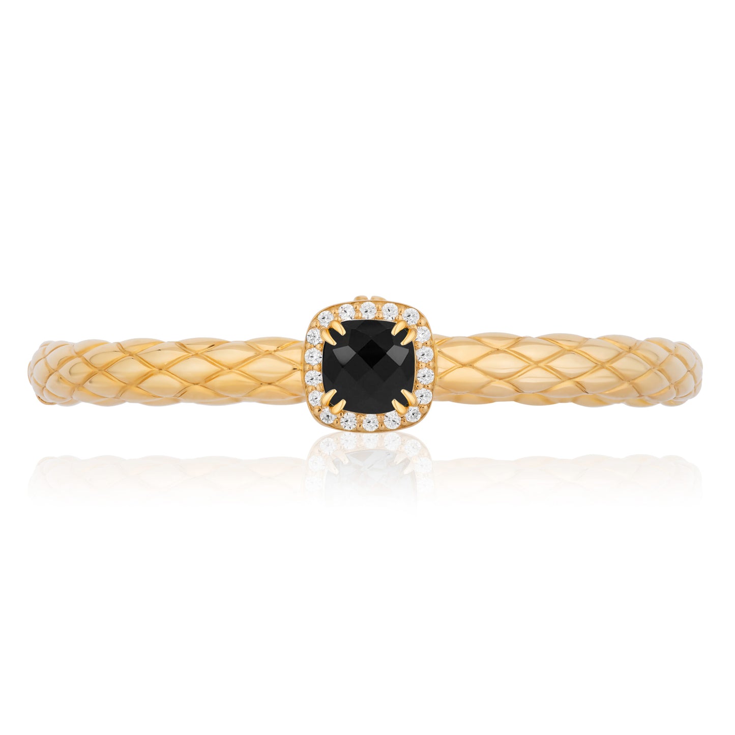 Urban Chic 18k Gold Bangle Bracelets with Diamonds | Black Onyx