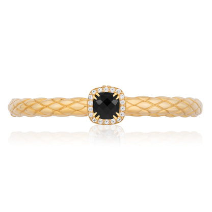 Urban Chic 18k Gold Bangle Bracelets with Diamonds | Black Spinel