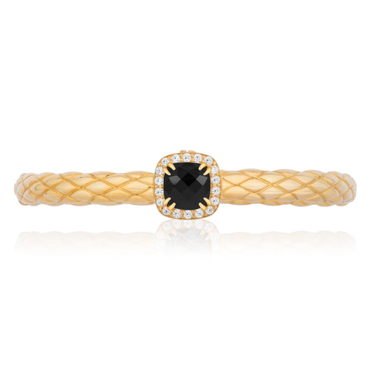 Urban Chic 18k Gold Bangle Bracelets with Diamonds | Black Spinel