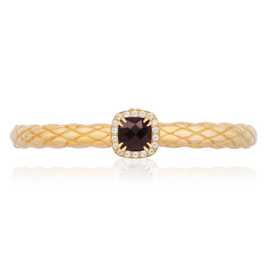 Urban Chic 18k Gold Bangle Bracelets with Diamonds | Garnet