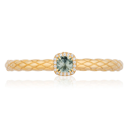 Urban Chic 18k Gold Bangle Bracelets with Diamonds | Prasiolite