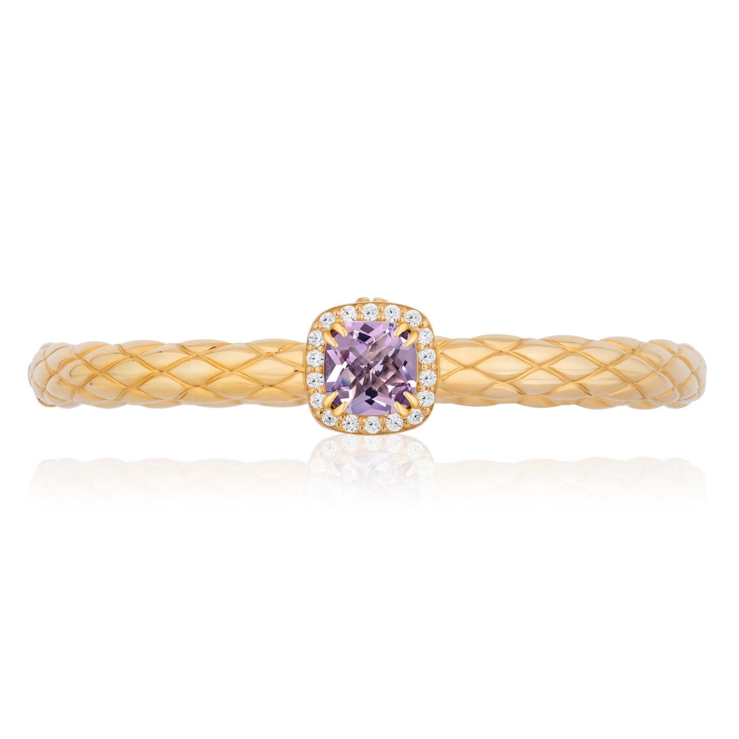 Urban Chic 18k Gold Bangle Bracelets with Diamonds | Rose Lavender Amethyst