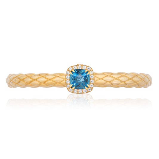 Urban Chic 18k Gold Bangle Bracelets with Diamonds | Swiss Blue Topaz