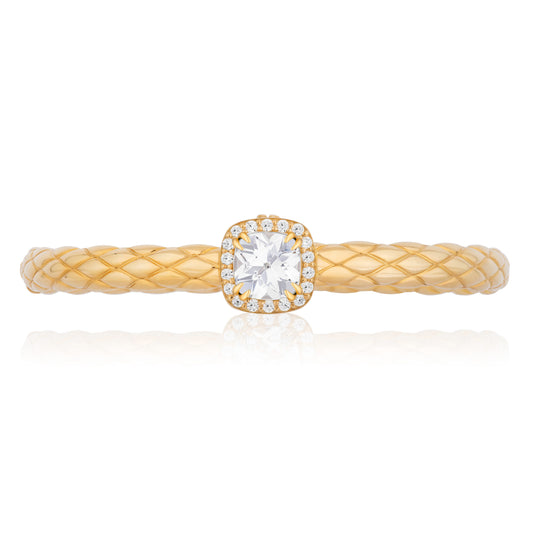 Urban Chic 18k Gold Bangle Bracelets with Diamonds | White Topaz