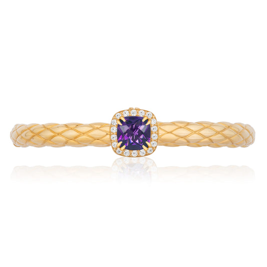 Urban Chic 18k Gold Bangle Bracelets with Diamonds | Amethyst