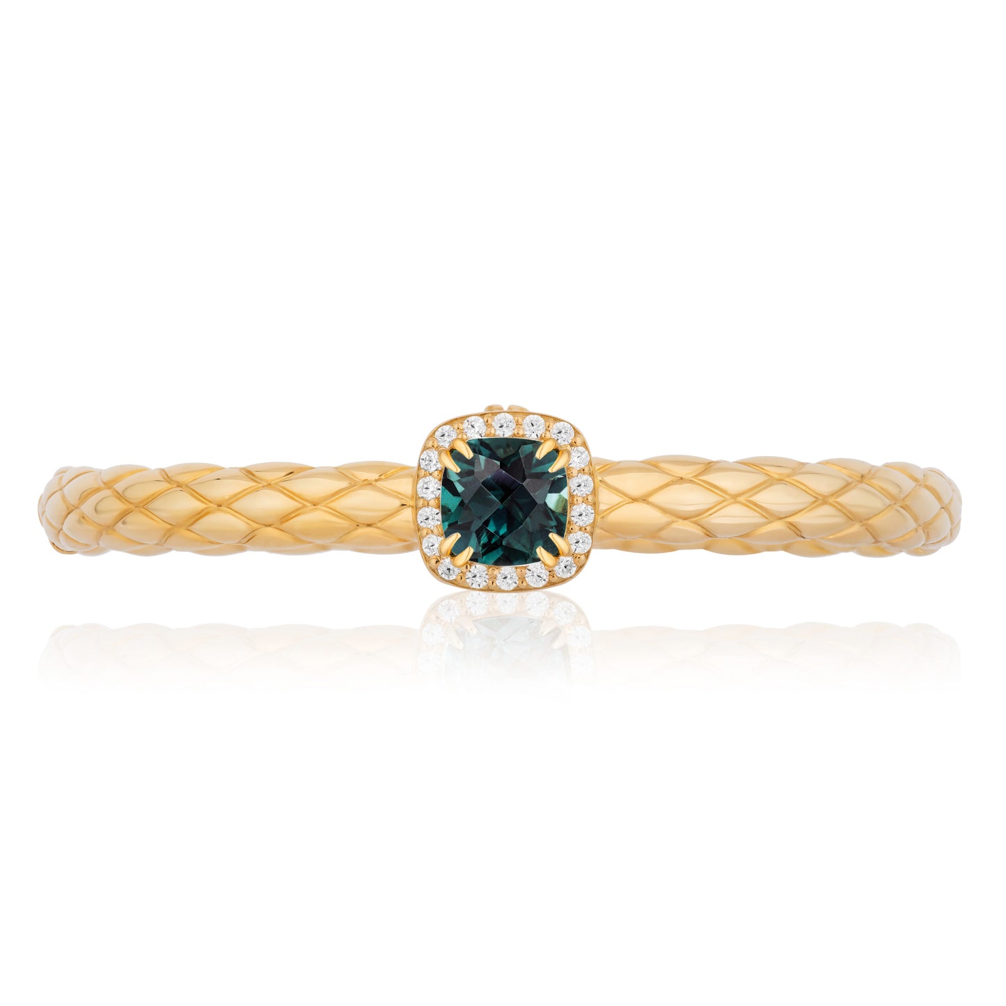 Urban Chic 18k Gold Bangle Bracelets with Diamonds | Indicolite Tourmaline
