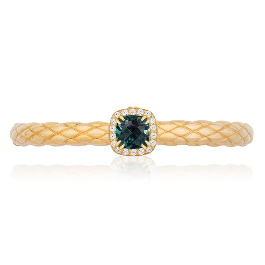 Urban Chic 18k Gold Bangle Bracelets with Diamonds | Indicolite Tourmaline
