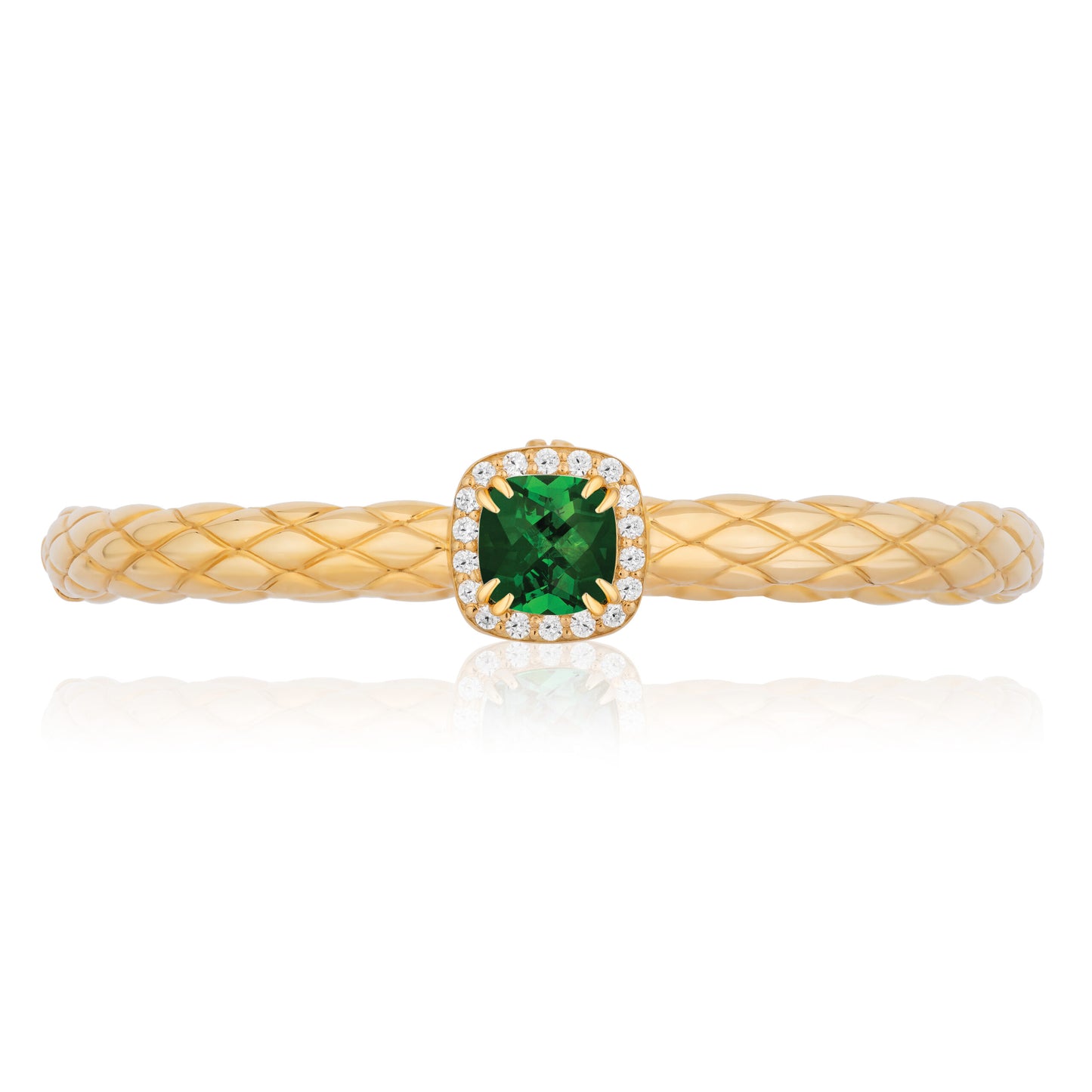 Urban Chic 18k Gold Bangle Bracelets with Diamonds | Green Tourmaline