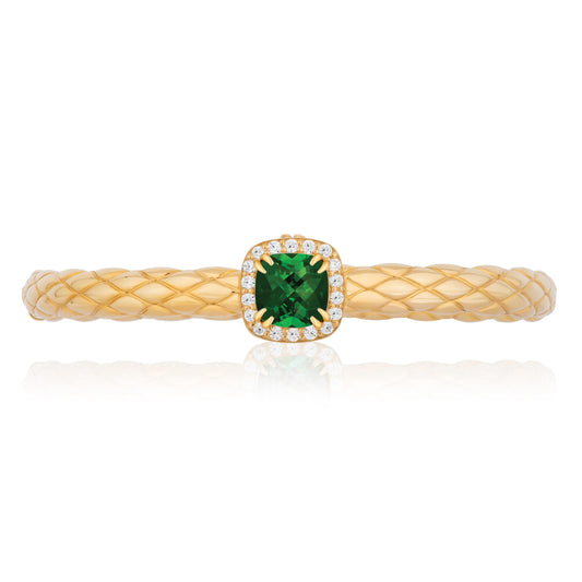 Urban Chic 18k Gold Bangle Bracelets with Diamonds | Green Tourmaline