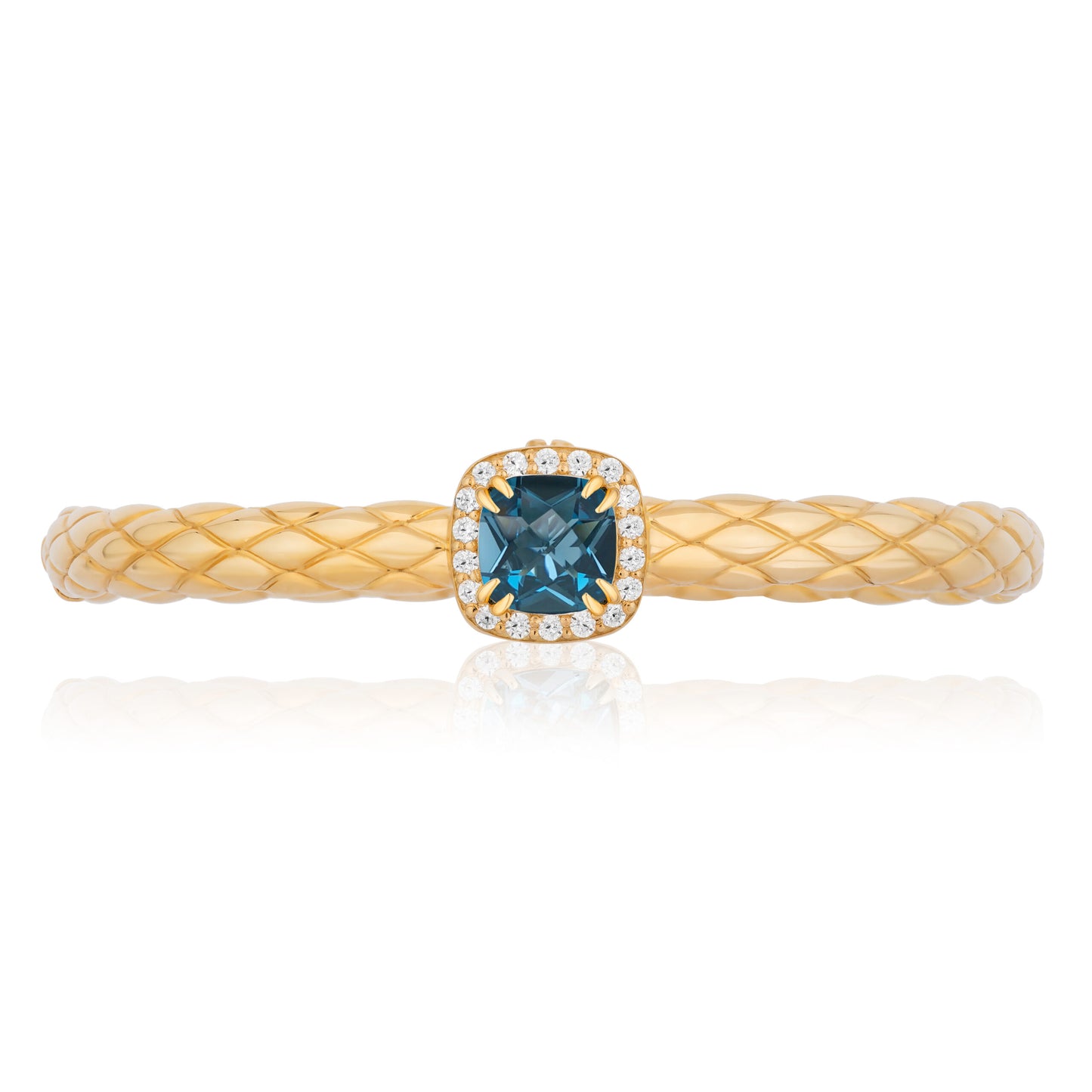 Urban Chic 18k Gold Bangle Bracelets with Diamonds | London Blue Topaz