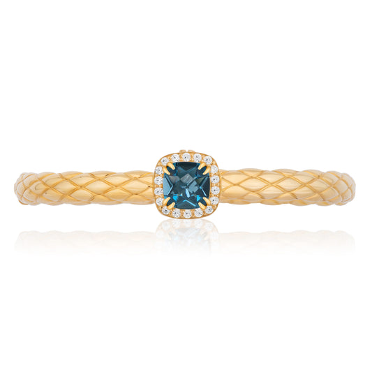 Urban Chic 18k Gold Bangle Bracelets with Diamonds | London Blue Topaz