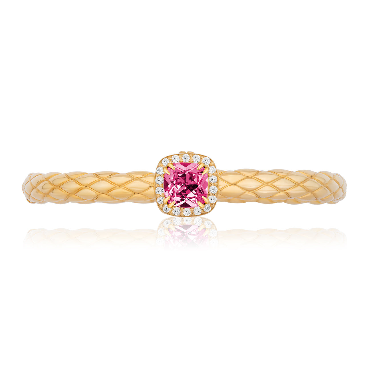 Urban Chic 18k Gold Bangle Bracelets with Diamonds | Pink Tourmaline