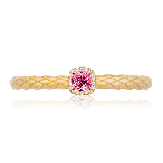 Urban Chic 18k Gold Bangle Bracelets with Diamonds | Pink Tourmaline