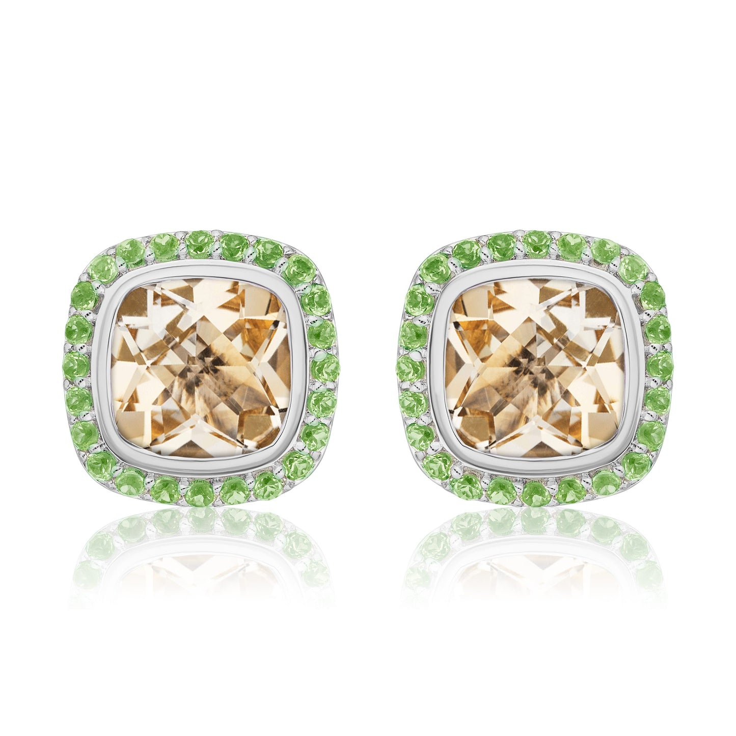 Timeless Studs | Champagne Citrine with Chrome Diopside