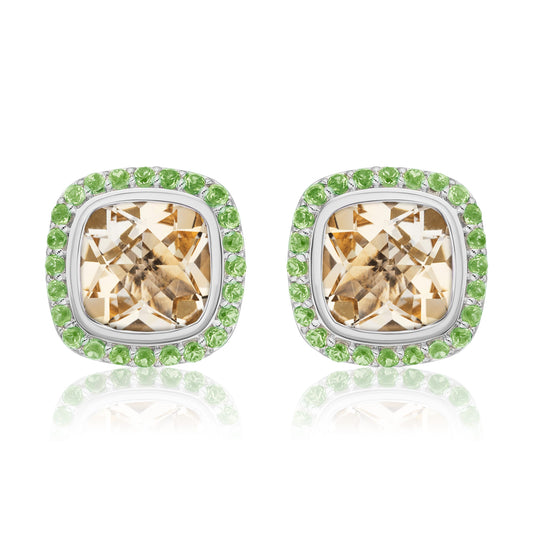 Timeless Studs | Champagne Citrine with Chrome Diopside