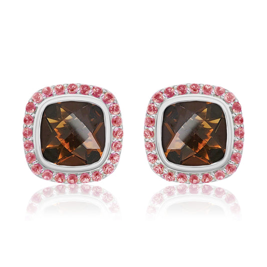 Timeless Studs | Cinnamon Quartz with Rhodolite