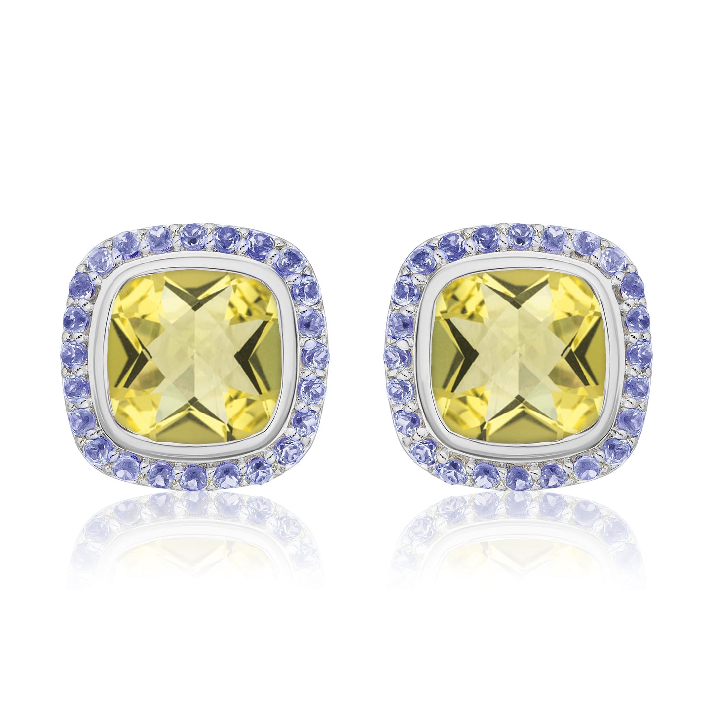 Timeless Studs | Lemon Quartz with Iolite