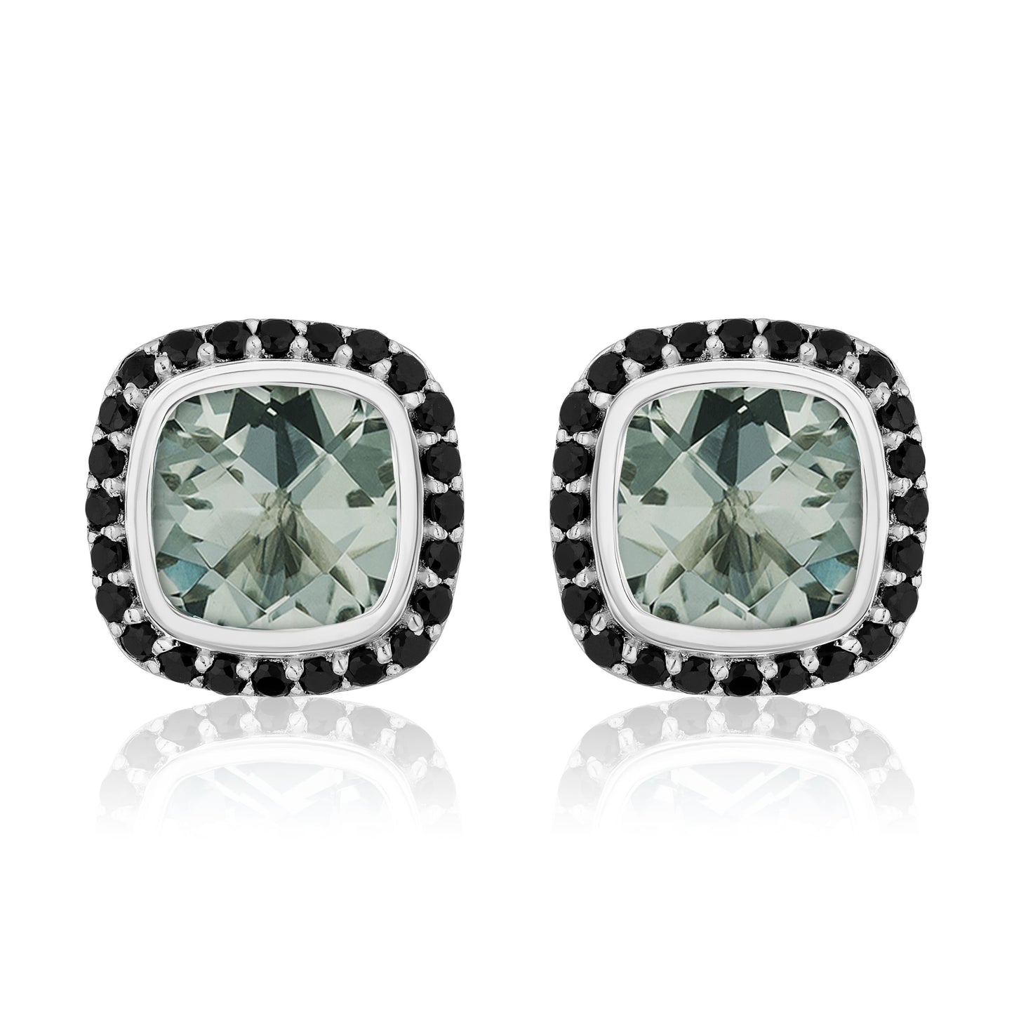 Timeless Studs | Prasiolite with Black Spinel