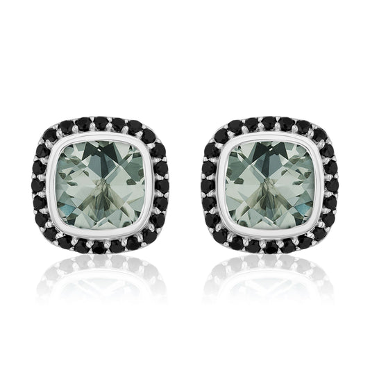 Timeless Studs | Prasiolite with Black Spinel