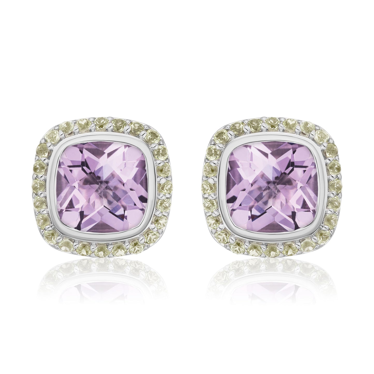 Timeless Studs | Rose Lavender Amethyst with Peridot