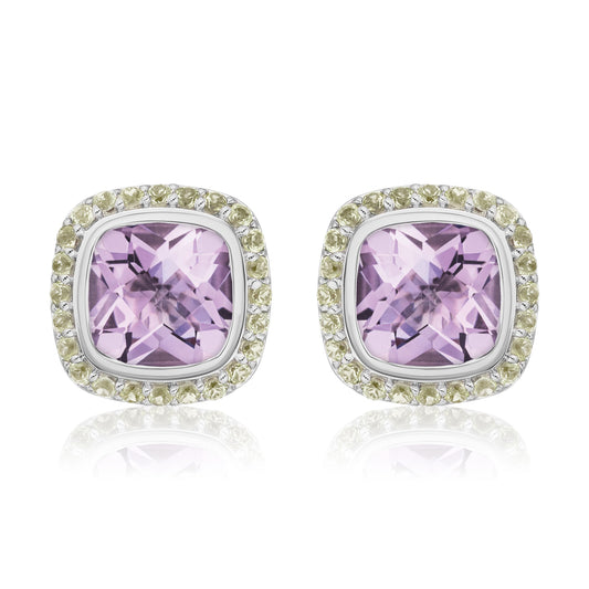 Timeless Studs | Rose Lavender Amethyst with Peridot