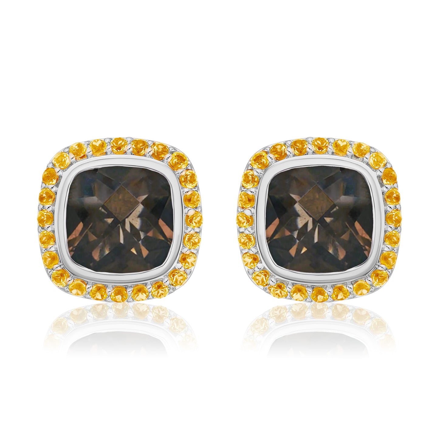 Timeless Studs | Smokey Quartz with Citrine