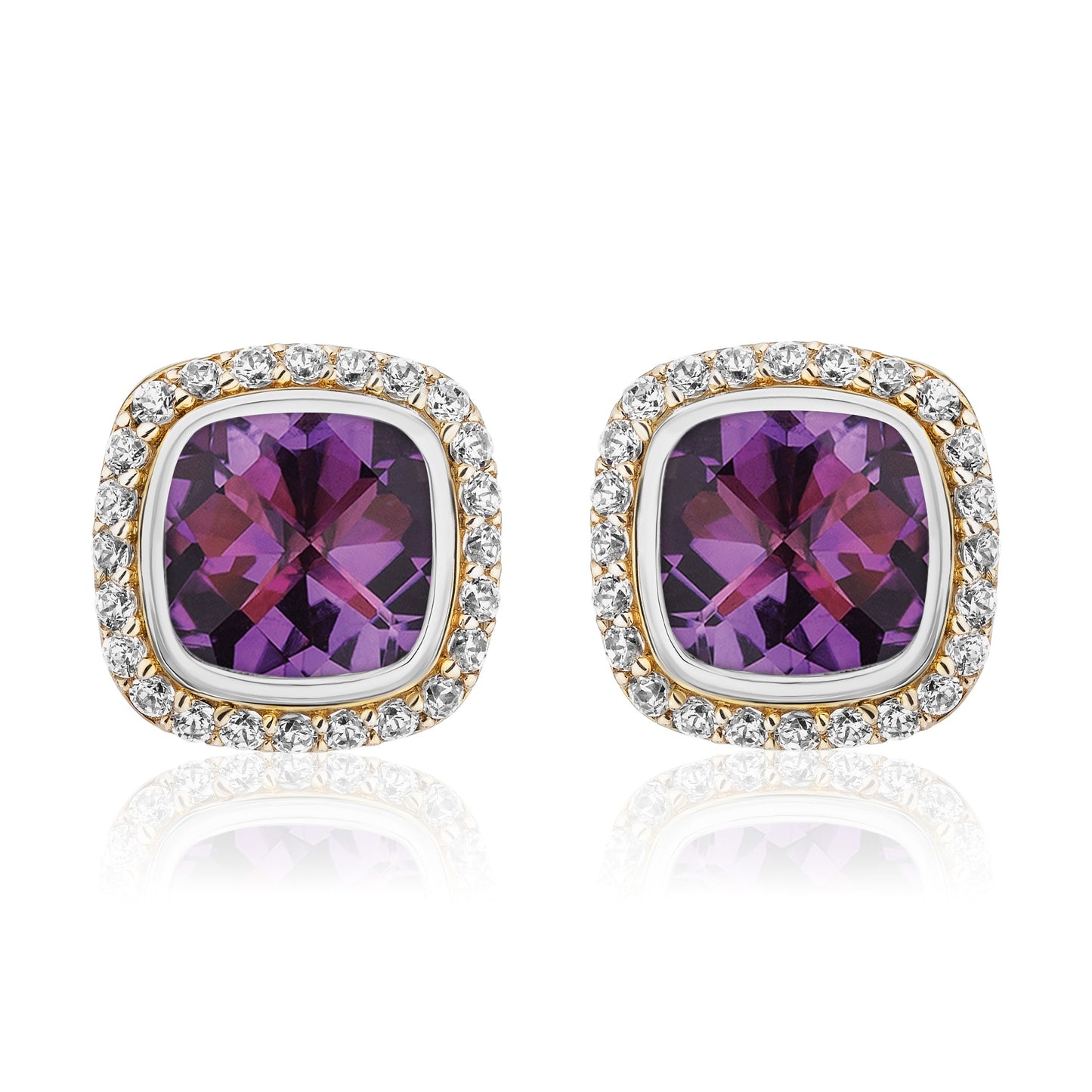 Timeless Studs with 18K Gold and Diamonds | Amethyst