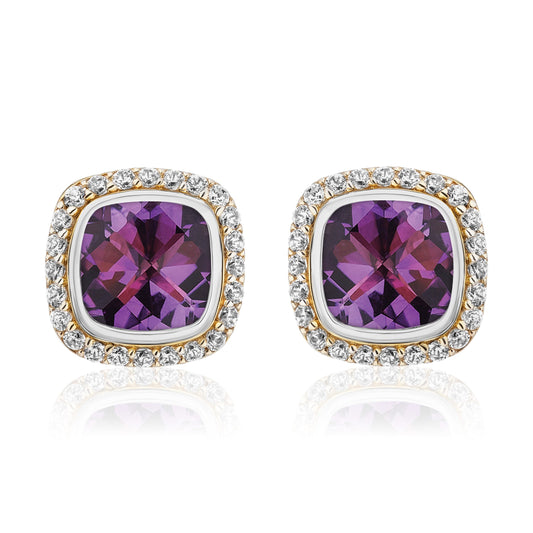 Timeless Studs with 18K Gold and Diamonds | Amethyst