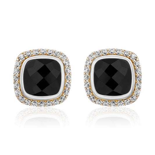 Timeless Studs with 18K Gold and Diamonds | Black Onyx
