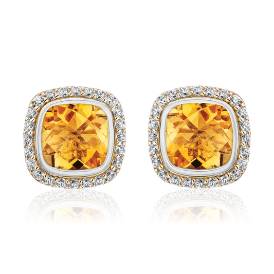 Timeless Studs with 18K Gold and Diamonds | Citrine