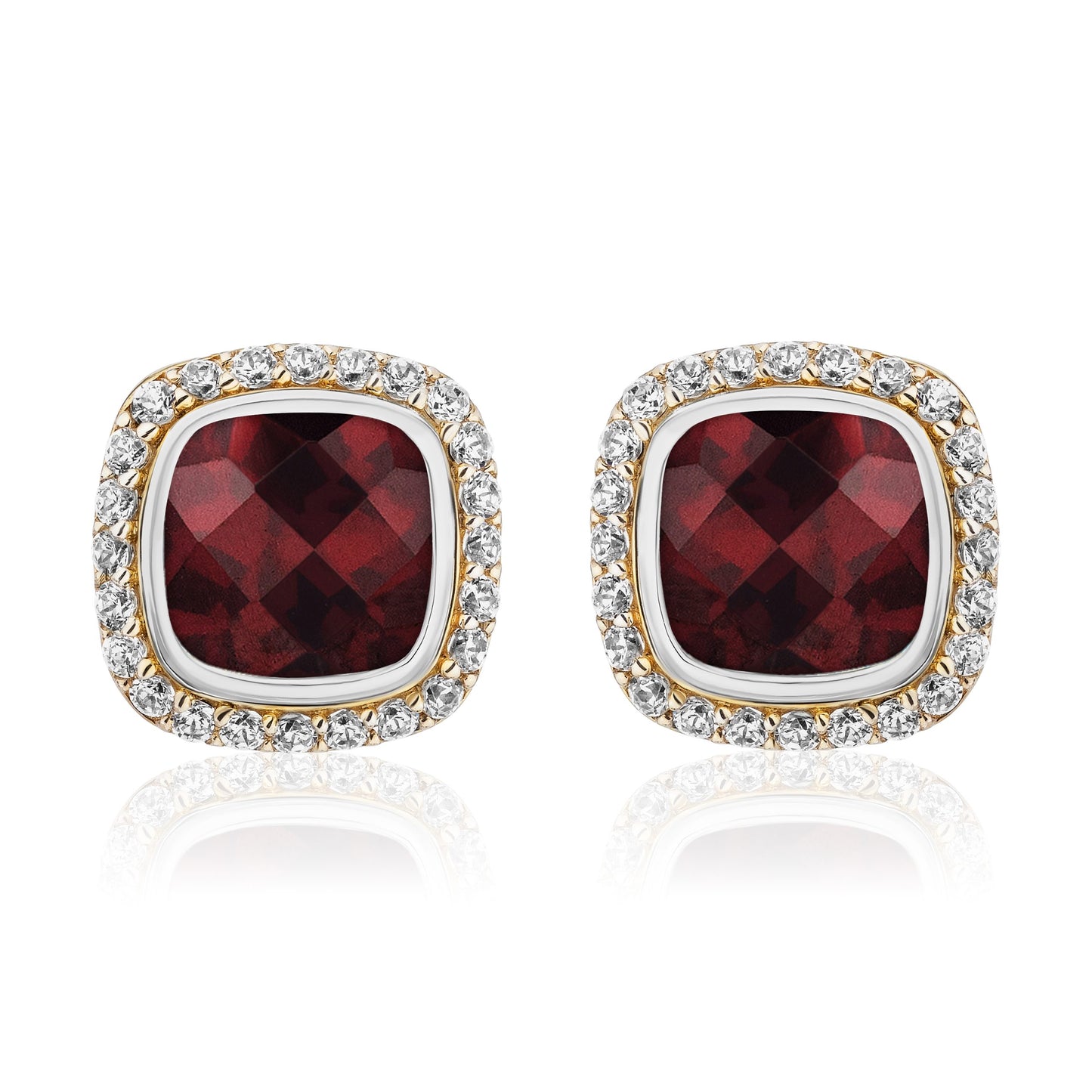 Timeless Studs with 18K Gold and Diamonds | Garnet