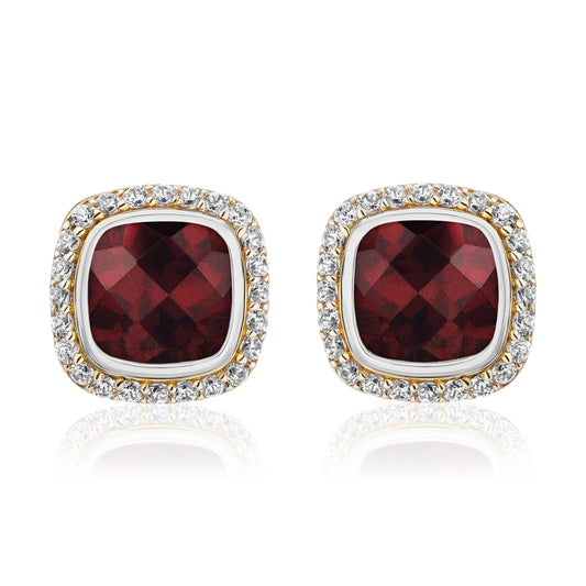 Timeless Studs with 18K Gold and Diamonds | Garnet