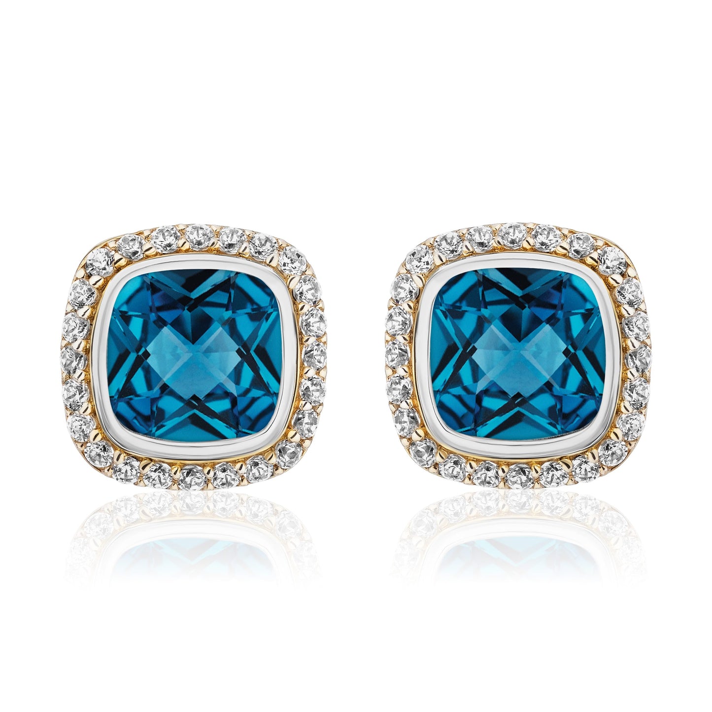 Timeless Studs with 18K Gold and Diamonds | London Blue Topaz