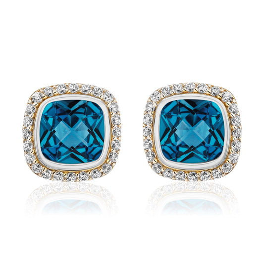 Timeless Studs with 18K Gold and Diamonds | London Blue Topaz