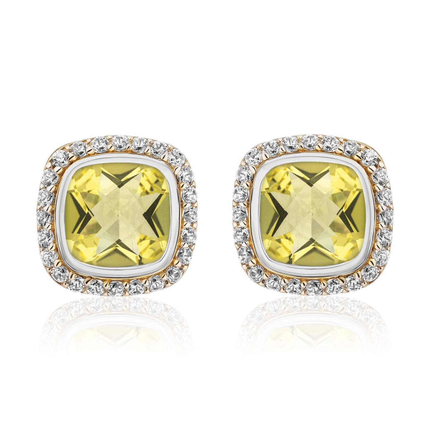 Timeless Studs with 18K Gold and Diamonds | Lemon Citrine
