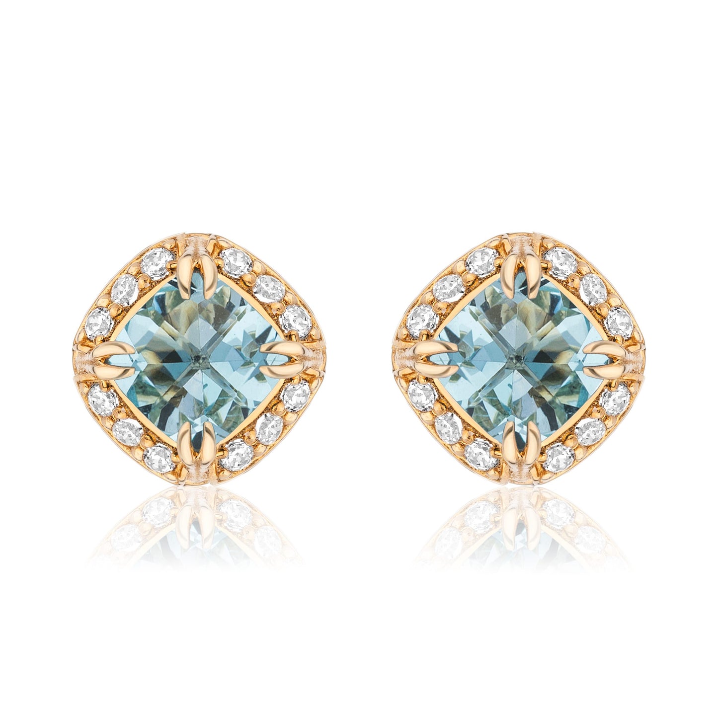 Urban Chic 18K Gold Studs with Diamonds | Aquamarine