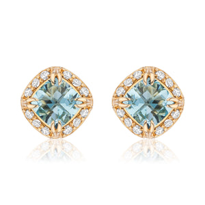 Urban Chic 18K Gold Studs with Diamonds | Aquamarine