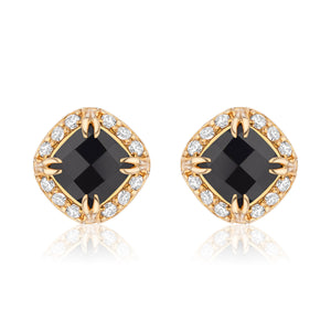 Urban Chic 18K Gold Studs with Diamonds | Black Onyx