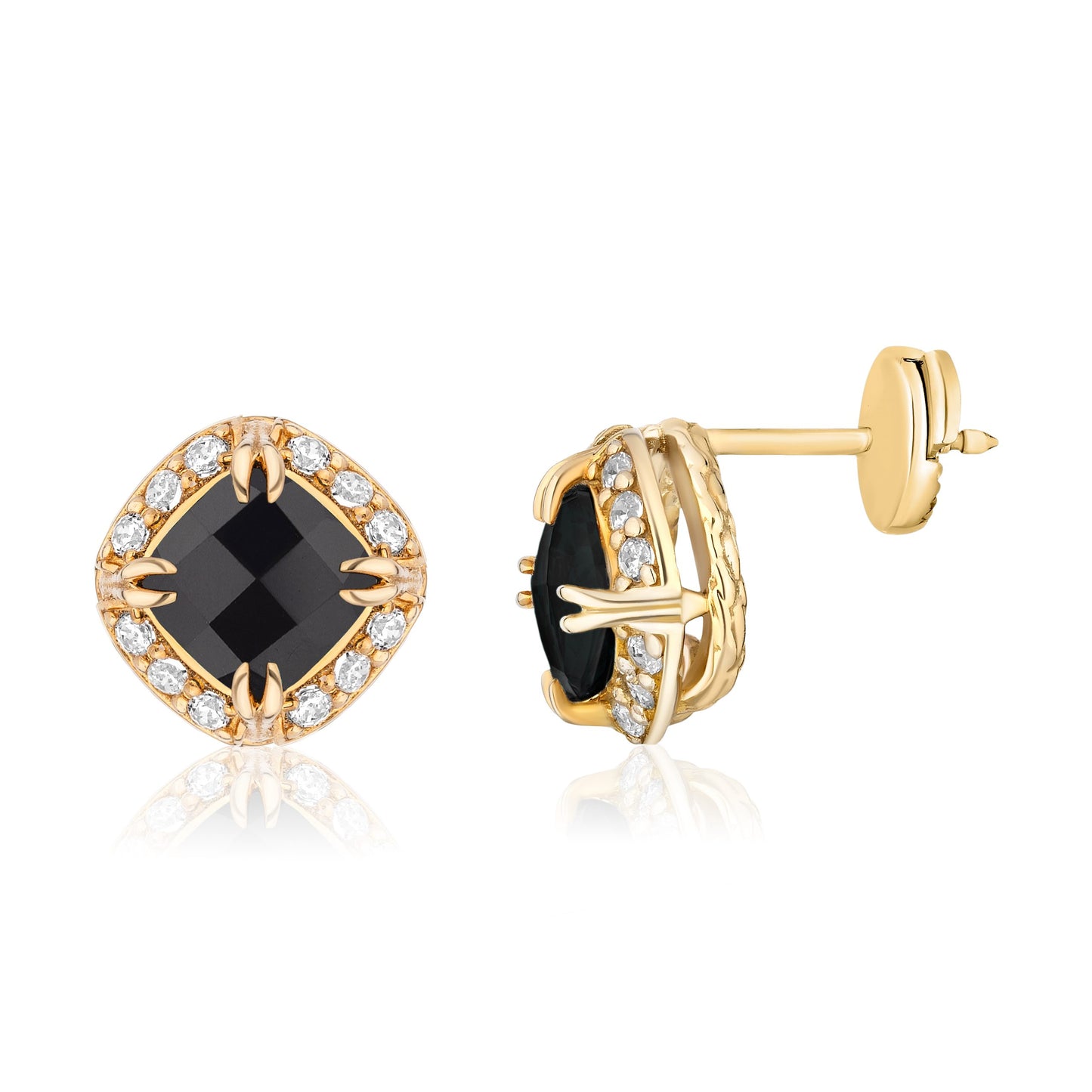 Urban Chic 18K Gold Studs with Diamonds | Indicolite Tourmaline