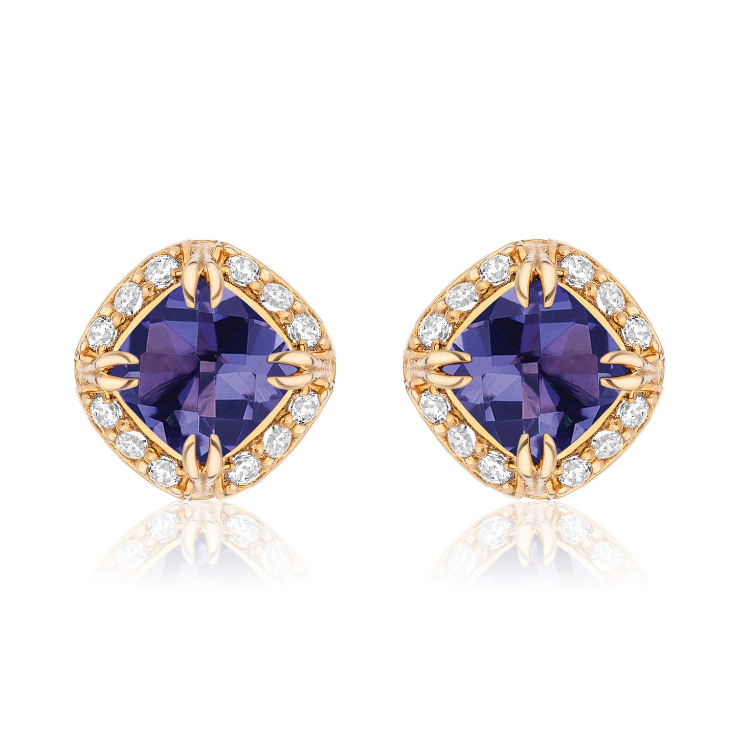 Urban Chic 18K Gold Studs with Diamonds | Iolite