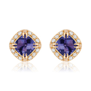 Urban Chic 18K Gold Studs with Diamonds | Iolite