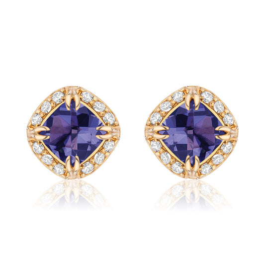Urban Chic 18K Gold Studs with Diamonds | Iolite