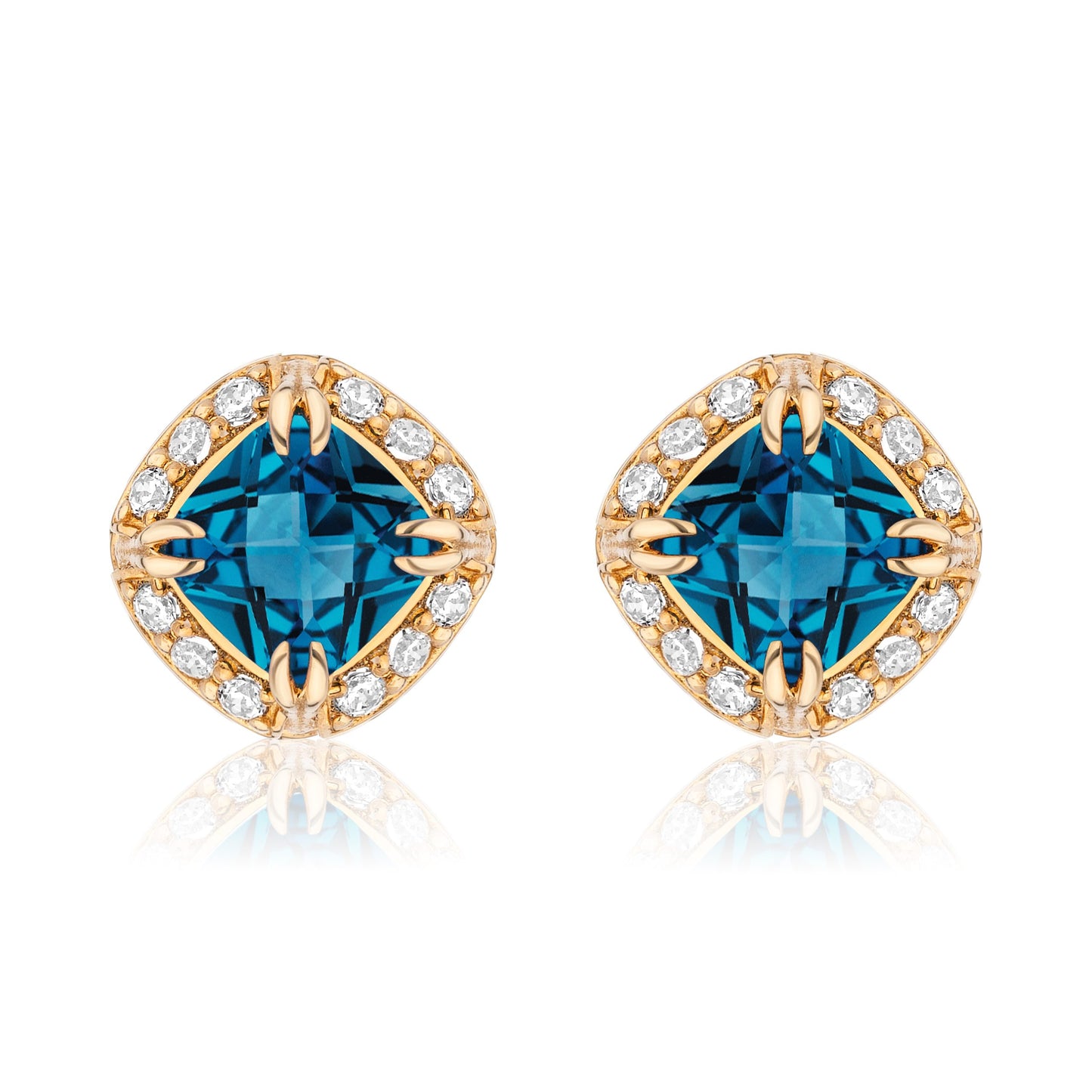 Urban Chic 18K Gold Studs with Diamonds | London Blue Topaz