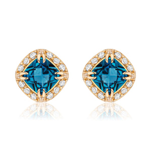 Urban Chic 18K Gold Studs with Diamonds | London Blue Topaz